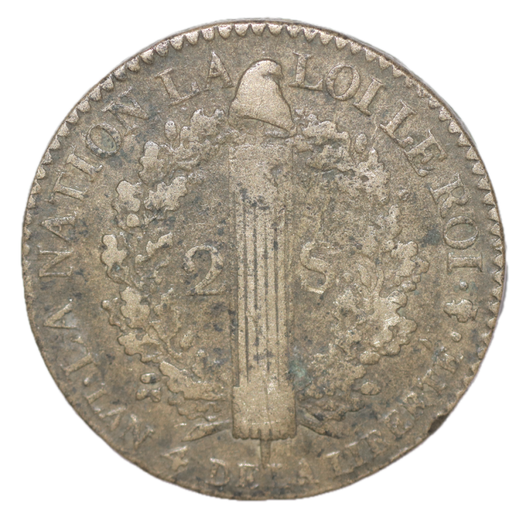 France - 2 Sols, 1792, A (Paris)