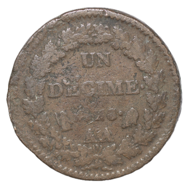 France - 1 Décime, An 8, AA (Metz)