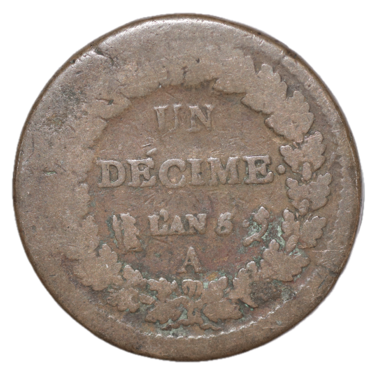 France - 1 Décime, An 5, A (Paris)