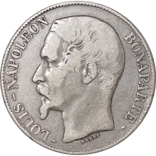France - 2e République, 5F, Louis-Napoléon Bonaparte, 1852, A (Paris)