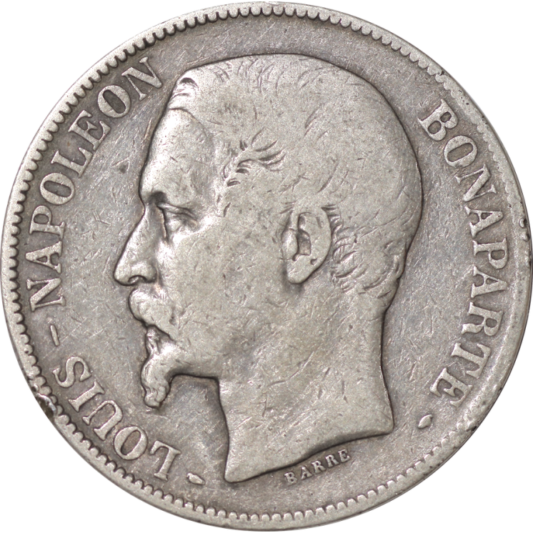France - 2e République, 5F, Louis-Napoléon Bonaparte, 1852, A (Paris)