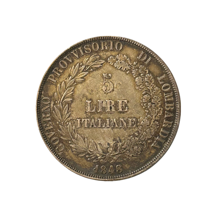 5 Lires Lombardie 1848