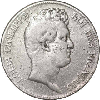 France - Louis Philippe I, sans "I", 5 Francs, 1830, W (Lille)