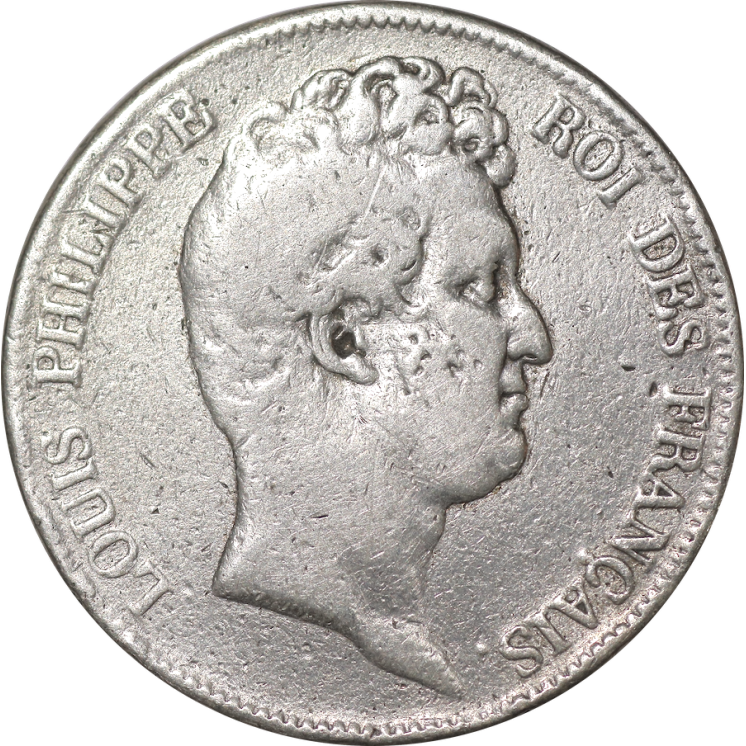 France - Louis Philippe I, sans "I", 5 Francs, 1830, W (Lille)