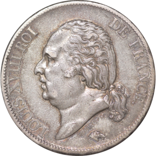 France - Louis XVIII, 5 Francs, 1821, A (Paris)