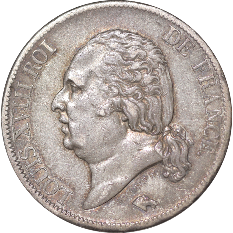 France - Louis XVIII, 5 Francs, 1821, A (Paris)