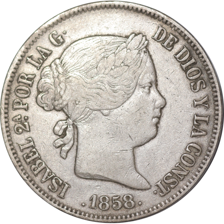 Espagne - Isabel II, 20 réales, 1858, Madrid