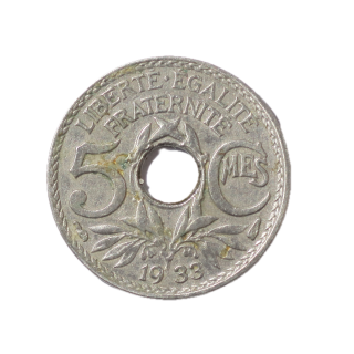France - 5 centimes, 1933, petit module