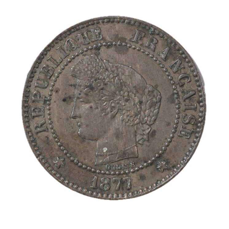 France - 2 centimes, Céres, 1877, A (Paris)