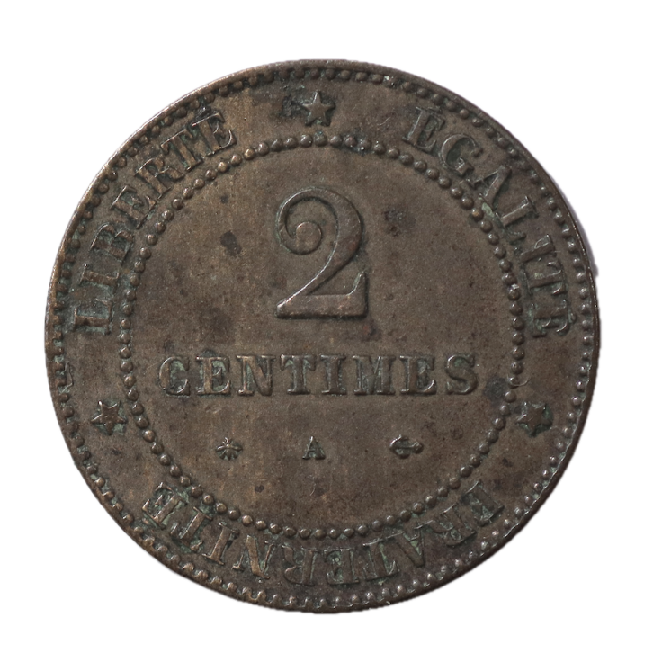 France - 2 centimes, Céres, 1877, A (Paris)