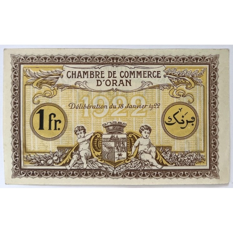 Algérie - 1 Franc, Chambre de commerce d'Oran, 1922
