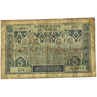 Maroc - 5 Francs, 1924