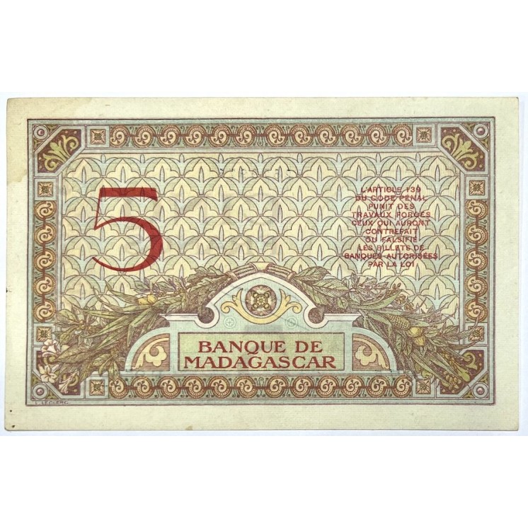 Madagascar - 5 Francs, (1926-1947)