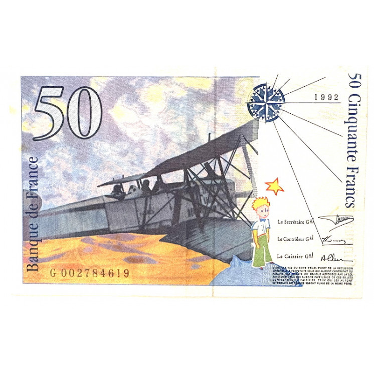 Billet 50 Francs Antoine de Saint Exupéry 1992