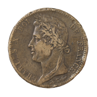 France - Colonies Charles X, 10 cent, 1827, H (La Rochelle)