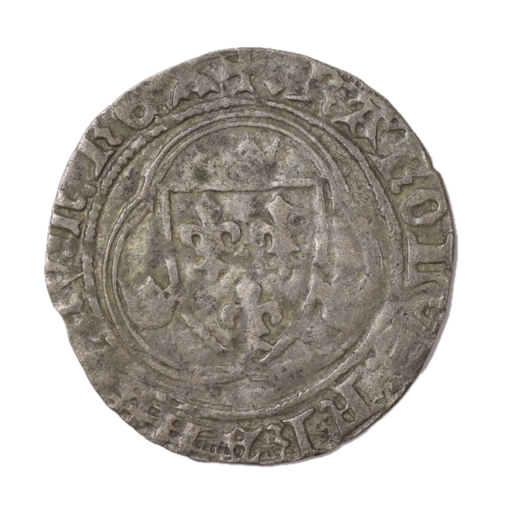 France - Charles VII (1422-1461), Blanc à la couronne, 1er émission, Montpellier