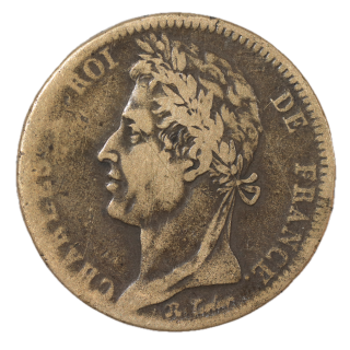 France - Colonies Charles X, 10 cent, 1827, H (La Rochelle)
