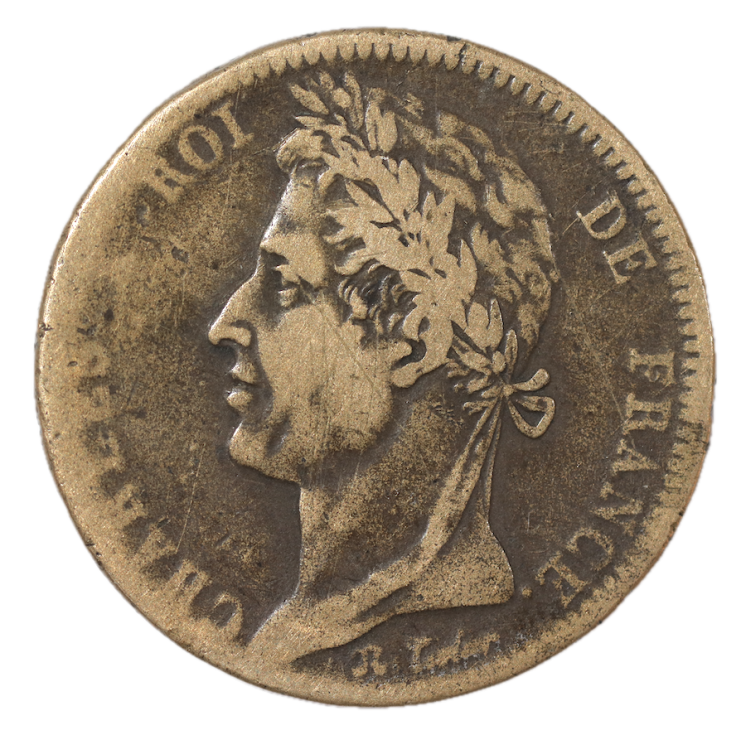 France - Colonies Charles X, 10 cent, 1827, H (La Rochelle)