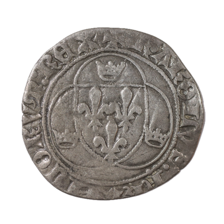 France - Charles VII (1422-1461), Blanc à la couronne, 1er émission, Poitiers