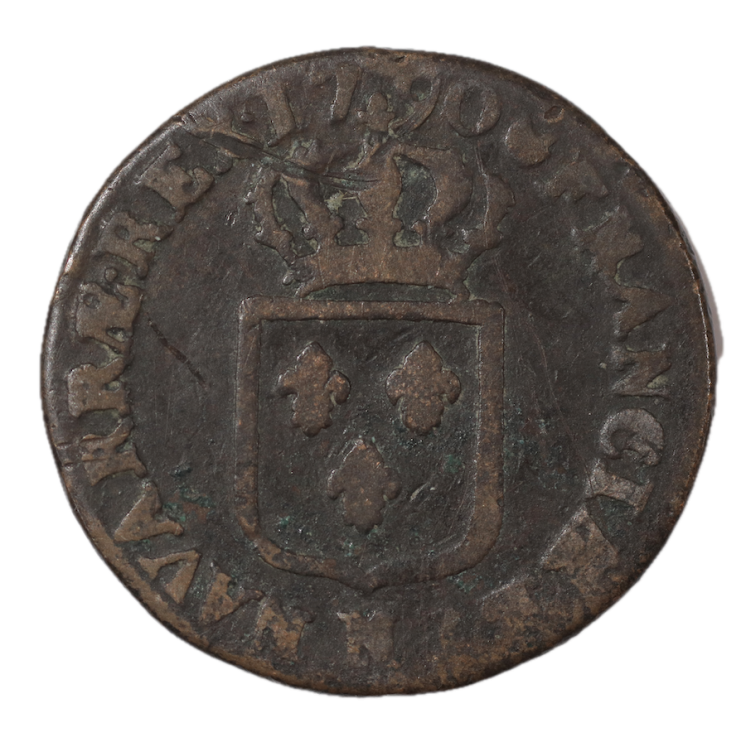 France - Louis XVI (1774-1792), Sol aux emblèmes, 1790, N (Montpellier)