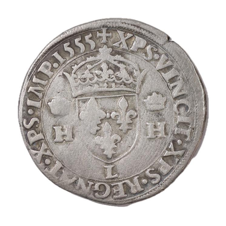 France - Henri II (1547-1559), Teston 1er Type L (Bayonne), 1555