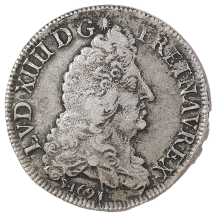 France - Louis XIV (1643-1715), 1/2 Ecu 1691 D (Lyon)