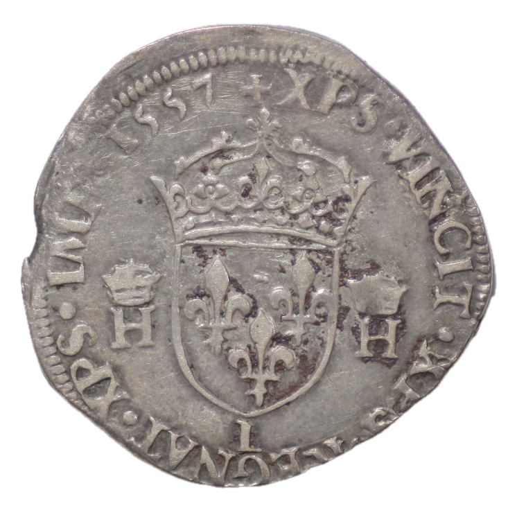 France - Henri II (1547-1559), Teston, 1557, L (Bayonne)