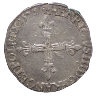 France - Henri III (1574-1589), 1/4 d'écu, 1579, 9 (Rennes)