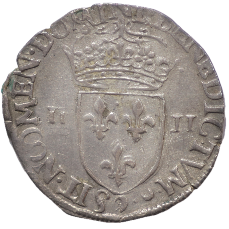 France - Henri III (1574-1589), 1/4 d'écu, 1579, 9 (Rennes)