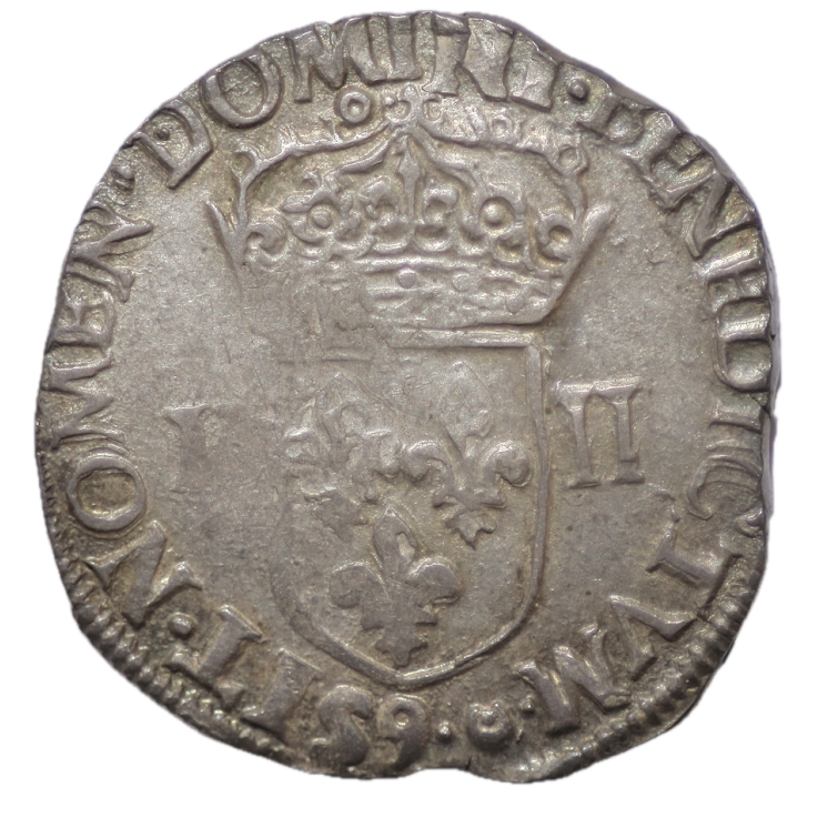 France - Henri III (1574-1589), 1/4 d'écu, 1582, 9 (Rennes)