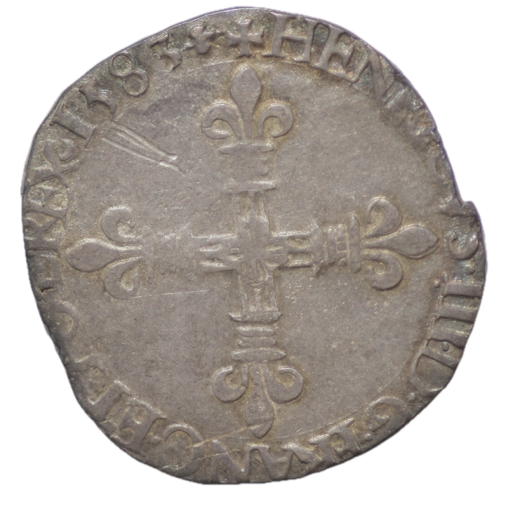 France - Henri III (1574-1589), 1/4 d'écu, 1583, H (La Rochelle)