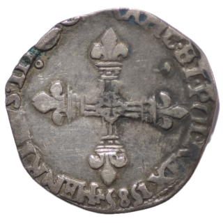 France - Henri III (1574-1589), 1/4 d'écu, 1585, 9 (Rennes)