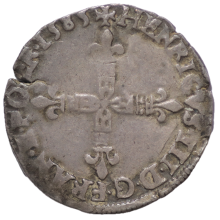 France - Henri III (1574-1589), 1/4 d'écu, 1585, L (Bayonne)