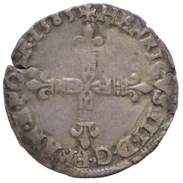 France - Henri III (1574-1589), 1/4 d'écu, 1585, L (Bayonne)