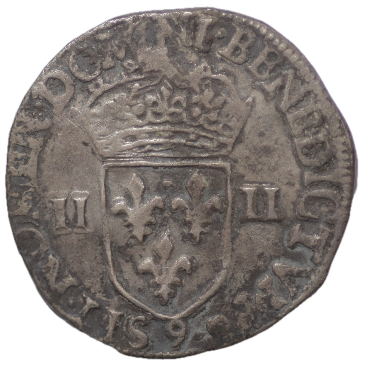 France - Henri III (1574-1589), 1/4 d'écu, 1587, 9 (Rennes)