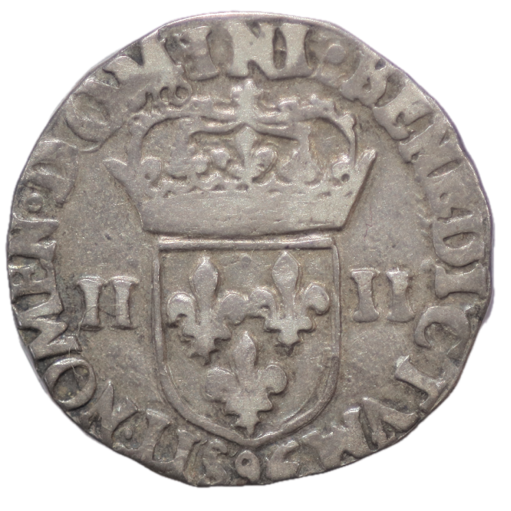 France - Henri III (1574-1589), 1/4 d'écu, 1588, 9 (Rennes)