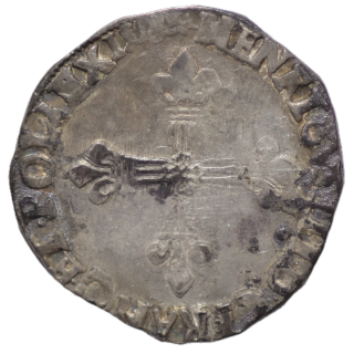 France - Henri III (1574-1589), 1/4 d'écu, 1589, 9 (Rennes)