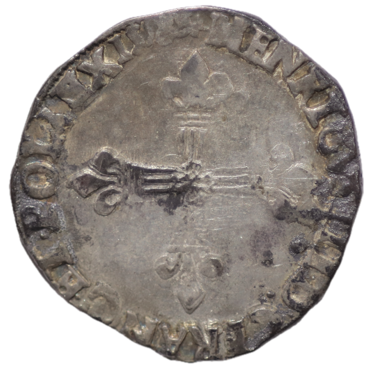 France - Henri III (1574-1589), 1/4 d'écu, 1589, 9 (Rennes)