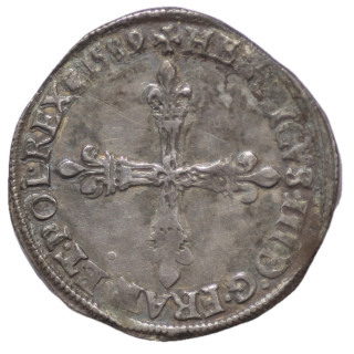 France - Henri III (1574-1589), 1/4 d'écu, 1589, A (Paris)