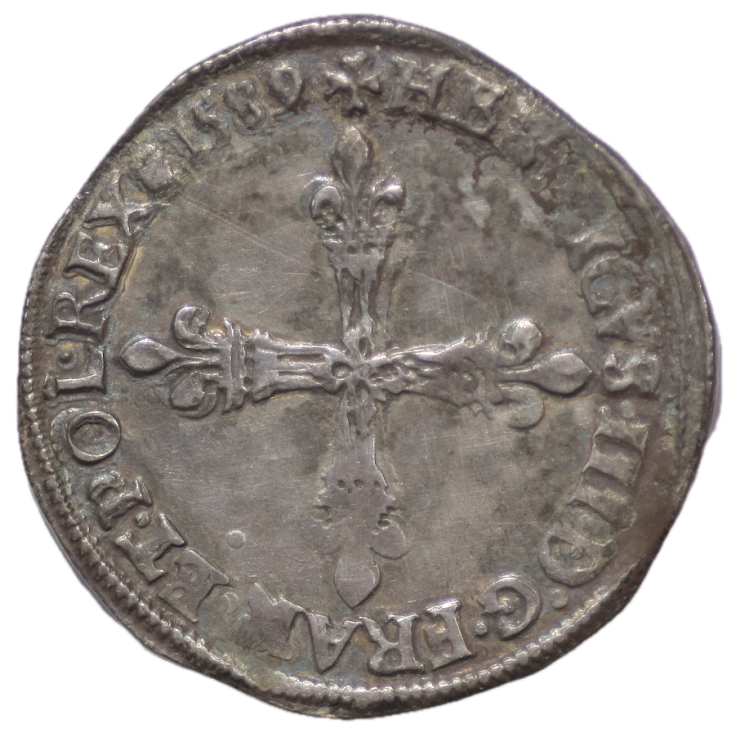 France - Henri III (1574-1589), 1/4 d'écu, 1589, A (Paris)