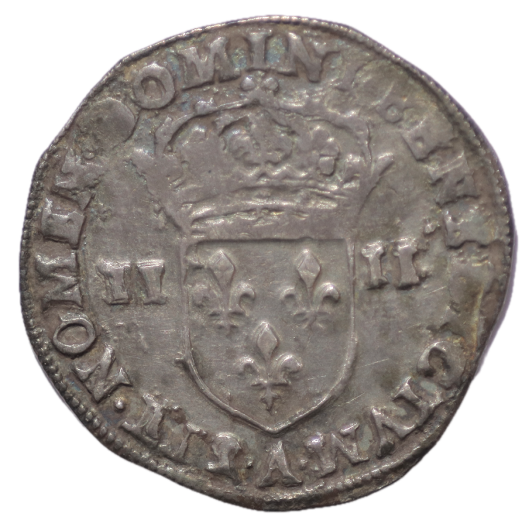 France - Henri III (1574-1589), 1/4 d'écu, 1589, A (Paris)