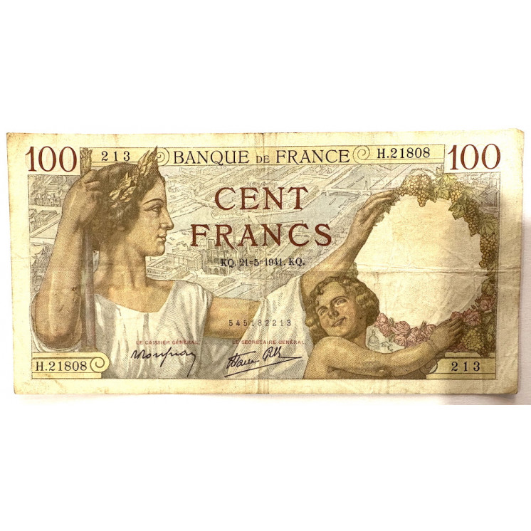 Billet - 100 Francs Sully, KQ.21-5-1941.KQ.