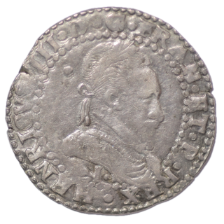 France - Henri III (1574-1589), Demi franc au col Plat, 1587, I (Limoges)