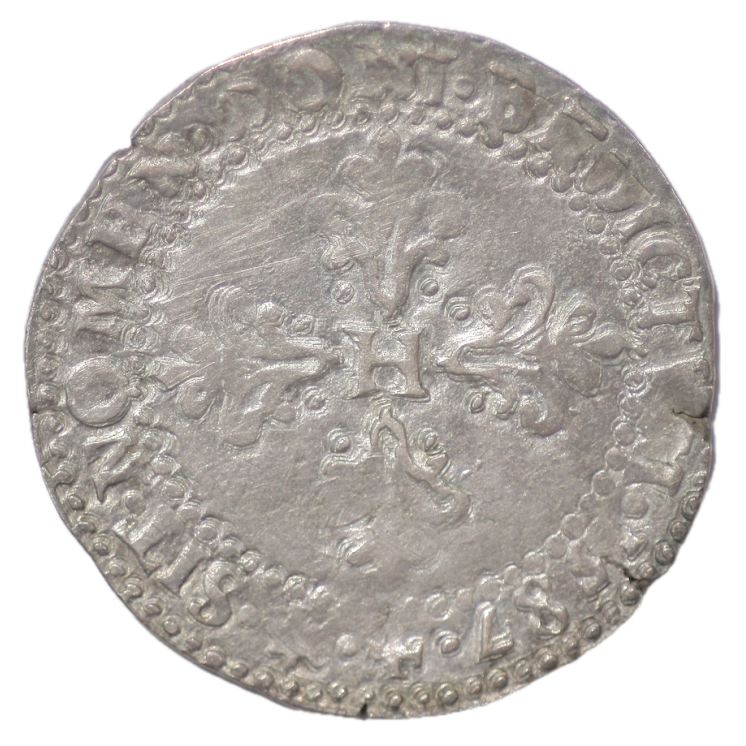 France - Henri III (1574-1589), Demi franc au col Plat, 1587, I (Limoges)