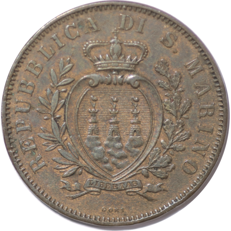 Saint Marin - 10 centesimi, 1875