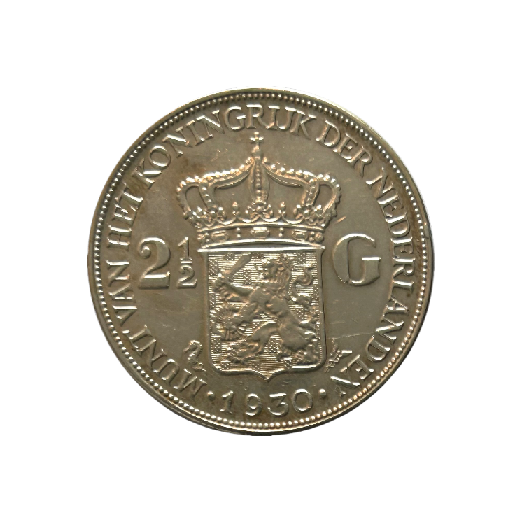 Pièce - 2 Demi Gulden Wilhelmina 1930, Pays Bas