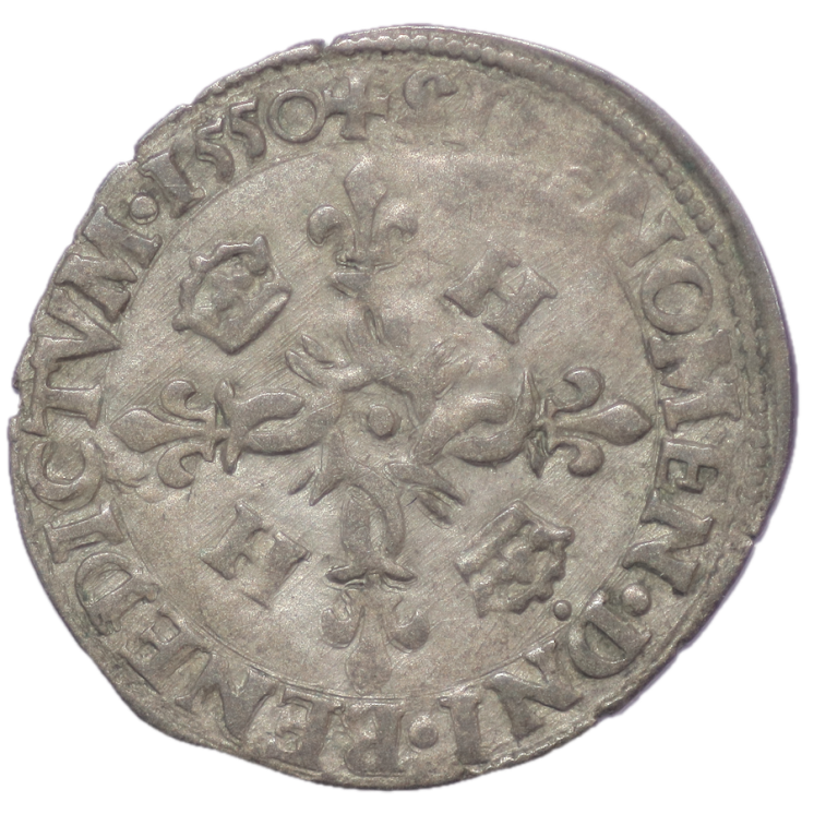 France - Henri II (1547-1559), Douzain aux croissants, 1550, H (La Rochelle)