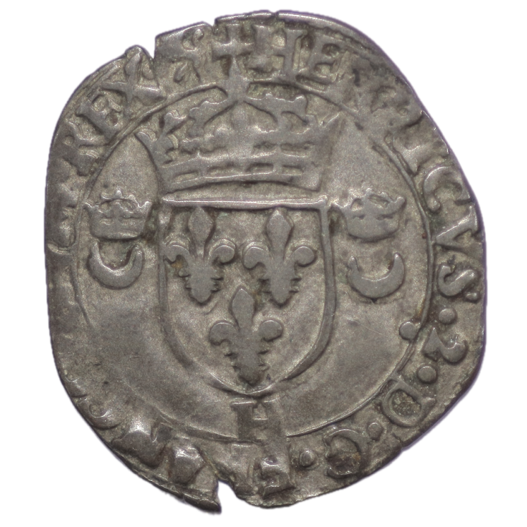 France - Henri II (1547-1559), Douzain aux croissants, H (La Rochelle)
