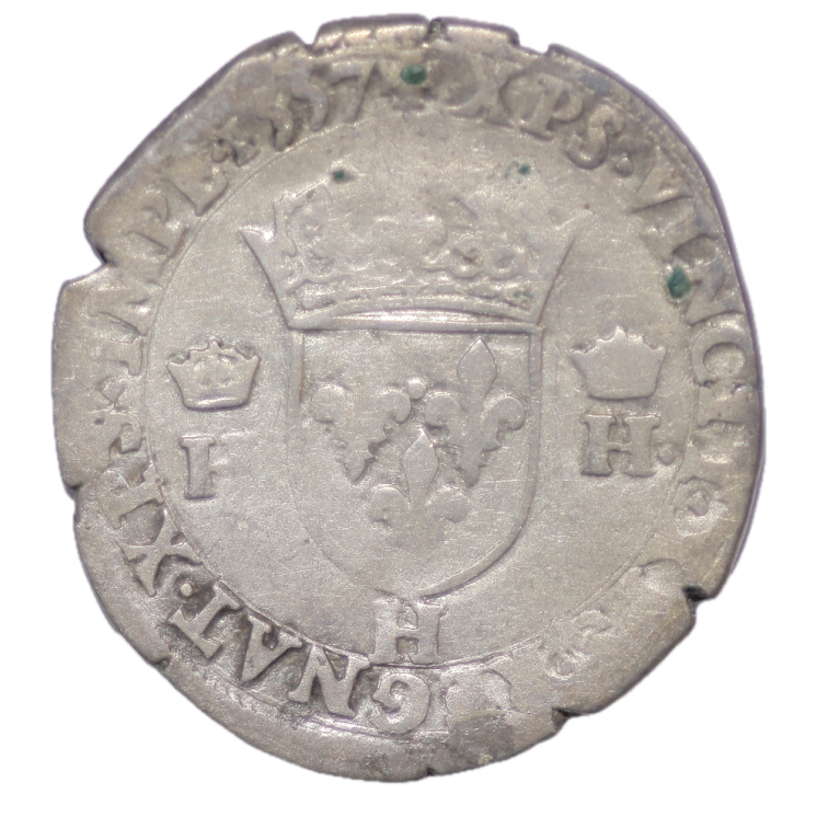 France - Henri II (1547-1559), Teston, 1557, H (La Rochelle)