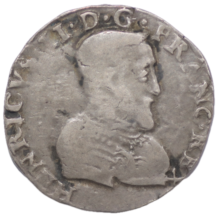 France - Charles,IX (1560-1562), au nom de Henri II, Teston, 1561, T (Nantes)